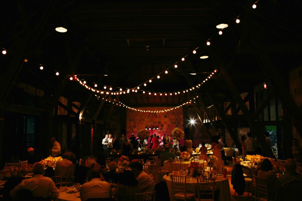 The Barn takes on a soft glow when the sun goes down.